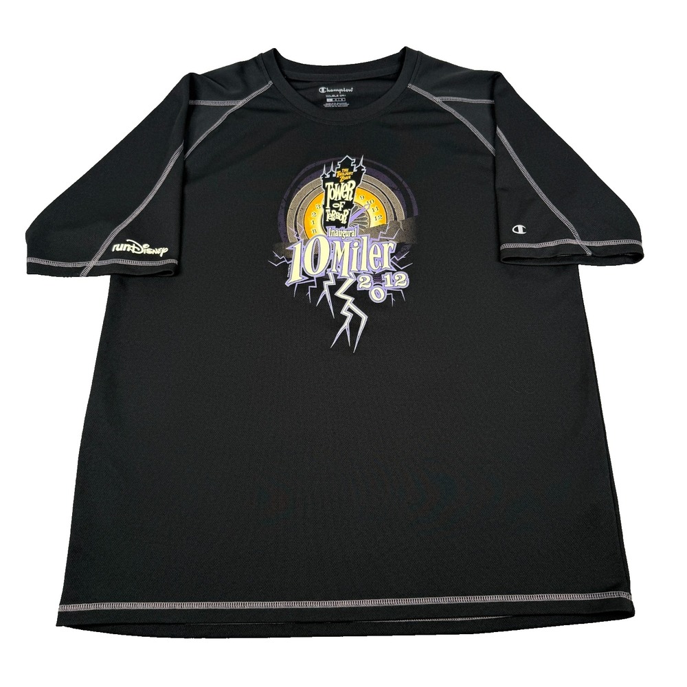Disney Tower of Terror Shirt Mens L 2012 Inaugural runDisney 10 Miler Athletic